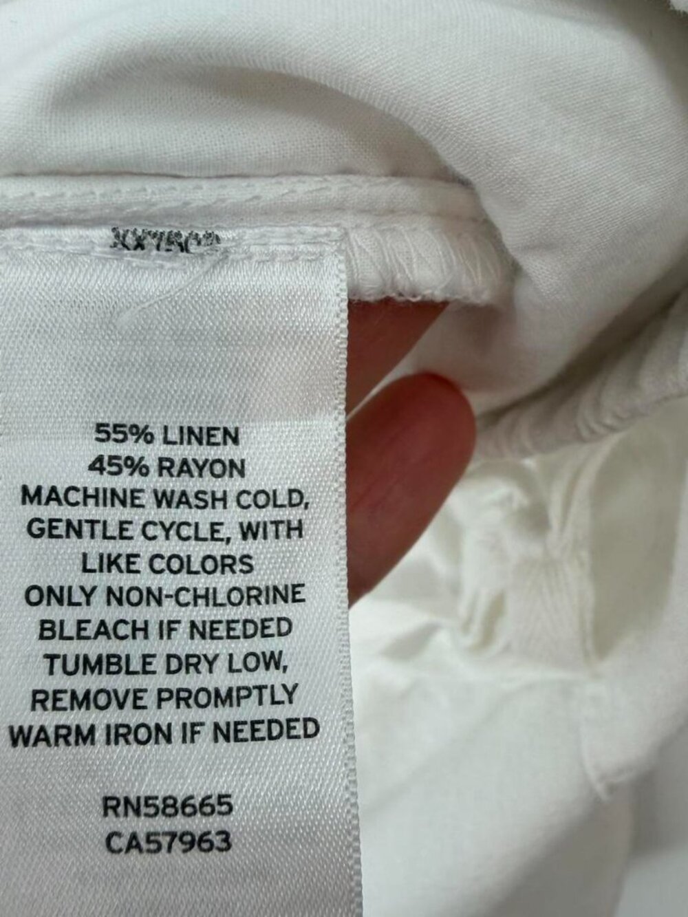 Caslon White Linen Blend Wide Leg Pants Size Small Drawstring Waist Coastal - Picture 7 of 7